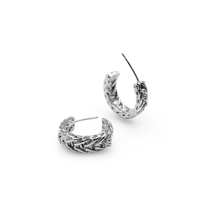 22x6mm platinos sp. nerūdijančio plieno auskarų įvėrimai su kilpute, 2vnt.