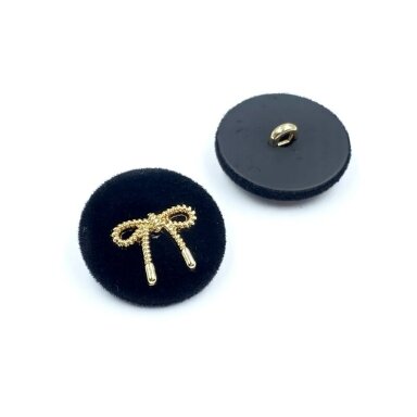 23mm aukso ir juodos sp. plastikinė pūkuota saga su kilpute, 2vnt.