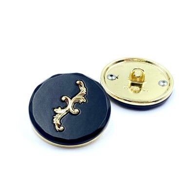 23mm juodos ir aukso sp. metalinė saga su kilpute, 1vnt.