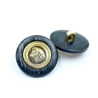 23mm juodos ir aukso sp. plastikinė saga su kilpute, 2vnt.