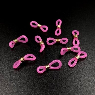 22mm rožinės sp. užbaigimo detalės akinių gumutės, aukso sp. spirale, 10vnt.