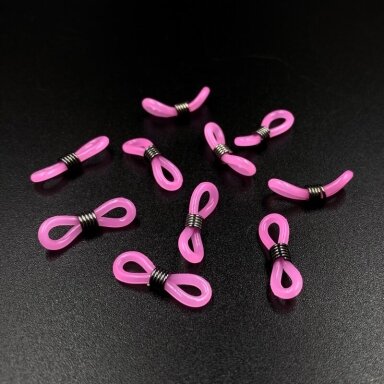 22mm rožinės sp. užbaigimo detalės akinių gumutės, juodintos sp. spirale, 10vnt.