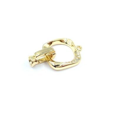 23x14mm 14k aukso sp. nerūdijančio plieno užsegimas su žiedeliu, 1vnt.