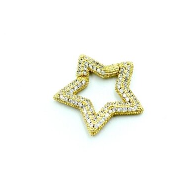 23x22mm 18k aukso sp. nerūdijančio plieno užsegimas žvaigždė, 1vnt 23x22mm 18k aukso sp. nerūdijančio plieno užsegimas žvaigždė, 1vnt