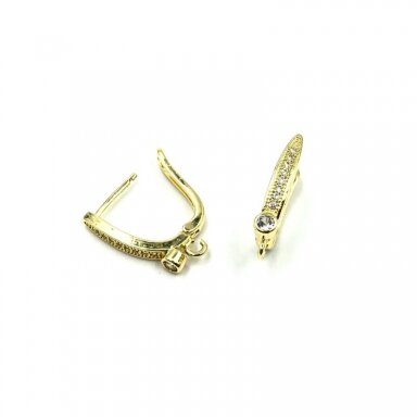 23x4mm aukso sp. nerūdijančio plieno auskarų įvėrimai su cirkoniais, 2vnt. 23x4mm aukso sp. nerūdijančio plieno auskarų įvėrimai su cirkoniais, 2vnt.