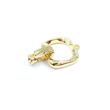 23x14mm 14k aukso sp. nerūdijančio plieno užsegimas su žiedeliu, 1vnt. 23x14mm 14k aukso sp. nerūdijančio plieno užsegimas su žiedeliu, 1vnt.