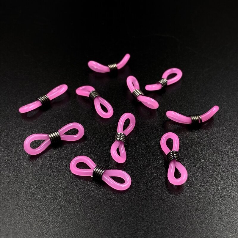 22mm rožinės sp. užbaigimo detalės akinių gumutės, juodintos sp. spirale, 10vnt.