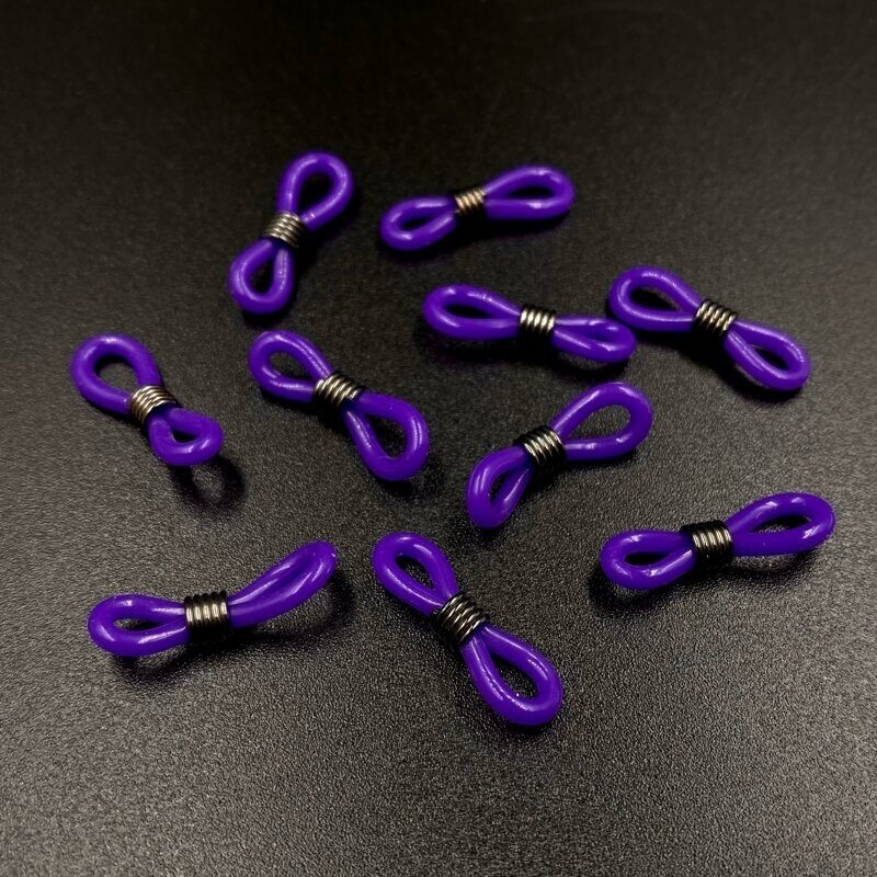 22mm violetinės sp. užbaigimo detalės akinių gumutės, juodintos sp. spirale, 10vnt. 22mm violetinės sp. užbaigimo detalės akinių gumutės, juodintos sp. spirale, 10vnt.