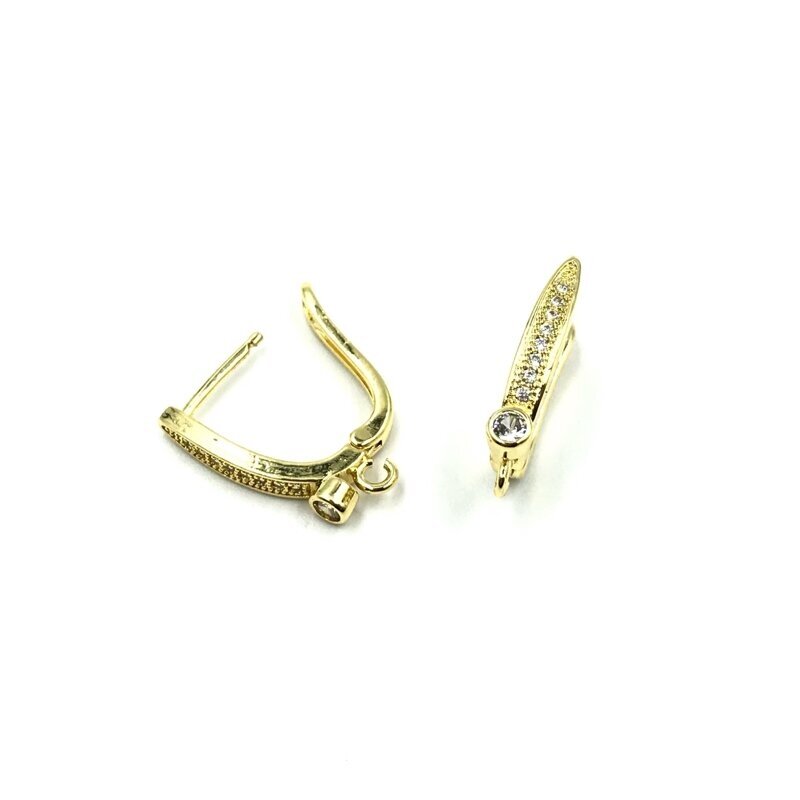 23x4mm aukso sp. nerūdijančio plieno auskarų įvėrimai su cirkoniais, 2vnt. 23x4mm aukso sp. nerūdijančio plieno auskarų įvėrimai su cirkoniais, 2vnt.