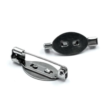 24mm platinos sp. nerūdijančio plieno segės užsegimas su pagrindu, 1vnt.