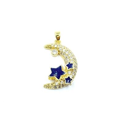 24x15mm 18k aukso sp. nerūdijančio plieno pakabukas mėnulis, 1vnt.
