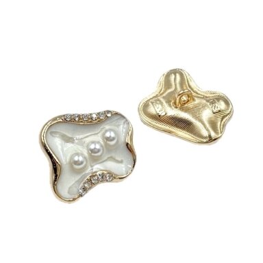 24x19mm aukso ir kreminės sp. metalinė saga su kilpute, 1vnt.