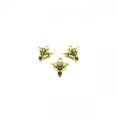17x16mm aukso sp. pakabukas jaučio galva, 6vnt.