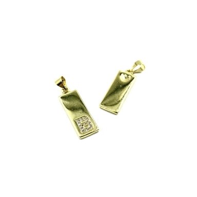 24x8mm aukso sp. nerūdijančio plieno pakabukas su cirkoniais B raidė, 1vnt. 24x8mm aukso sp. nerūdijančio plieno pakabukas su cirkoniais B raidė, 1vnt.