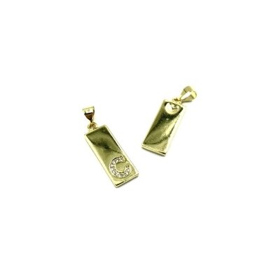 24x8mm aukso sp. nerūdijančio plieno pakabukas su cirkoniais C raidė, 1vnt. 24x8mm aukso sp. nerūdijančio plieno pakabukas su cirkoniais C raidė, 1vnt.