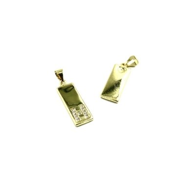24x8mm aukso sp. nerūdijančio plieno pakabukas su cirkoniais H raidė, 1vnt. 24x8mm aukso sp. nerūdijančio plieno pakabukas su cirkoniais H raidė, 1vnt.