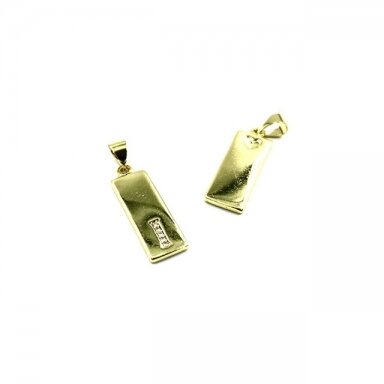 24x8mm aukso sp. nerūdijančio plieno pakabukas su cirkoniais I raidė, 1vnt. 24x8mm aukso sp. nerūdijančio plieno pakabukas su cirkoniais I raidė, 1vnt.