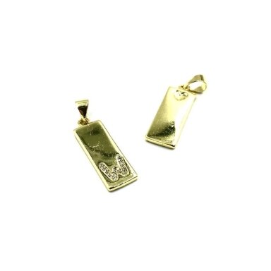 24x8mm aukso sp. nerūdijančio plieno pakabukas su cirkoniais W raidė, 1vnt. 24x8mm aukso sp. nerūdijančio plieno pakabukas su cirkoniais W raidė, 1vnt.