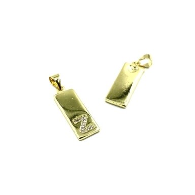 24x8mm aukso sp. nerūdijančio plieno pakabukas su cirkoniais Z raidė, 1vnt. 24x8mm aukso sp. nerūdijančio plieno pakabukas su cirkoniais Z raidė, 1vnt.