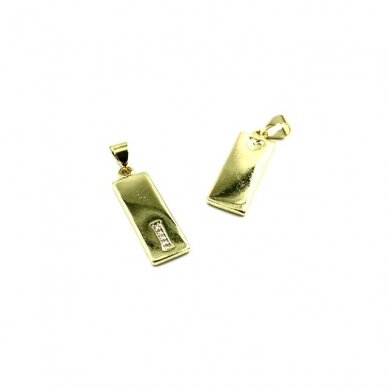 24x8mm aukso sp. nerūdijančio plieno pakabukas su cirkoniais I raidė, 1vnt. 24x8mm aukso sp. nerūdijančio plieno pakabukas su cirkoniais I raidė, 1vnt.