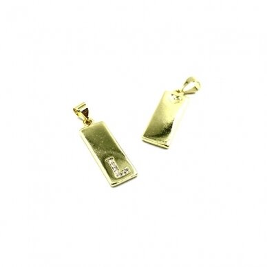 24x8mm aukso sp. nerūdijančio plieno pakabukas su cirkoniais L raidė, 1vnt. 24x8mm aukso sp. nerūdijančio plieno pakabukas su cirkoniais L raidė, 1vnt.