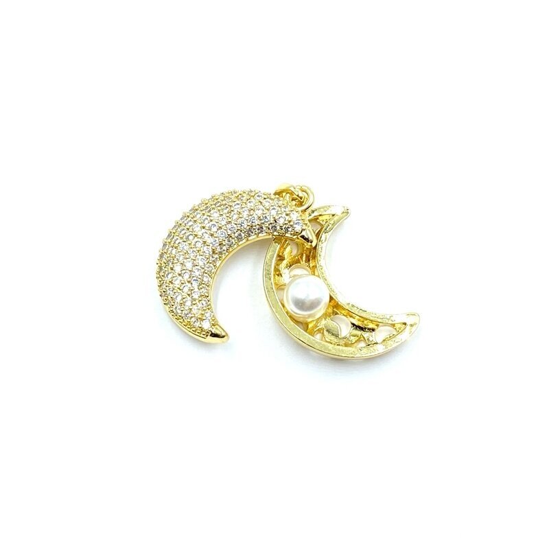 24x16mm 18k aukso sp. nerūdijančio plieno pakabukas mėnulis, 1vnt. 1 24x16mm 18k aukso sp. nerūdijančio plieno pakabukas mėnulis, 1vnt. 1