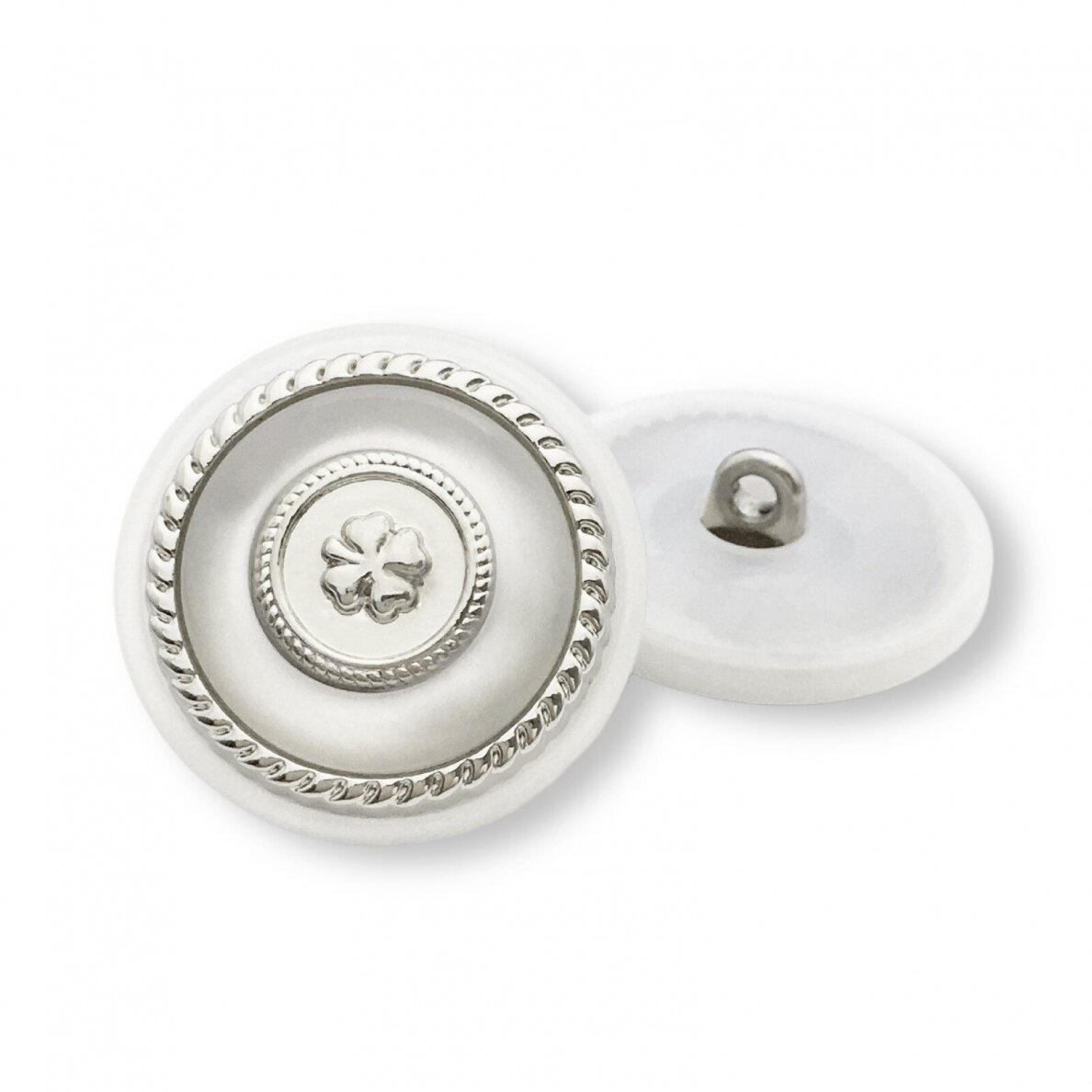 25mm baltos sp. plastikinė saga su kilpute, 1vnt.