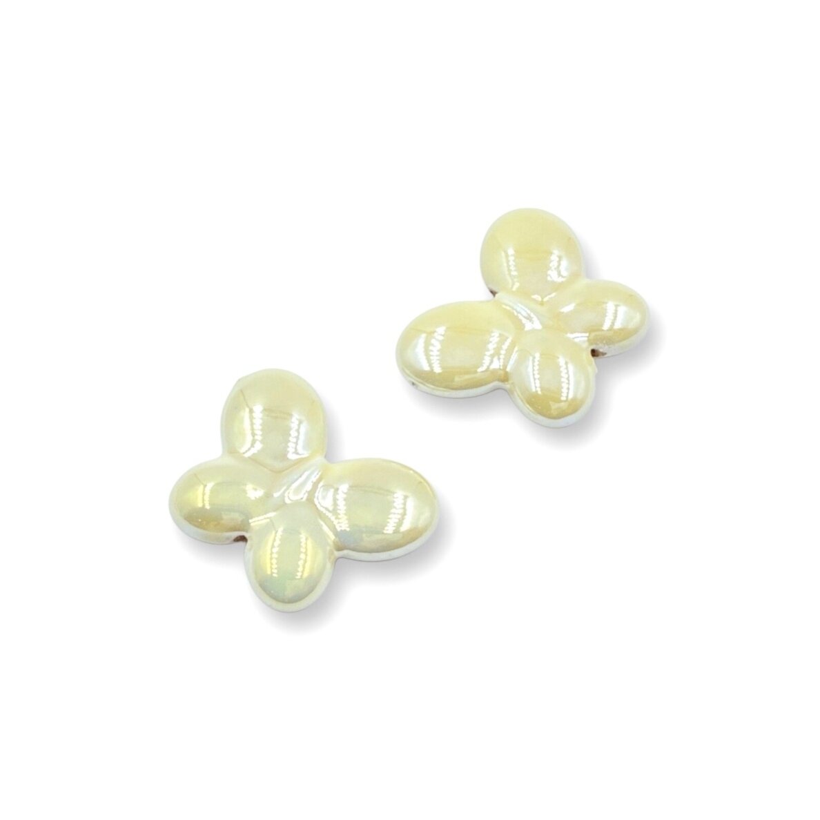 25x31mm geltonos AB sp. keramikinis drugelis, 2vnt.