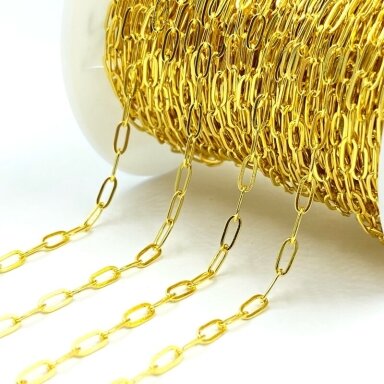 2,5mm 18k aukso sp. nerūdijančio plieno lituota grandinėlė, 1m 2,5mm 18k aukso sp. nerūdijančio plieno lituota grandinėlė, 1m