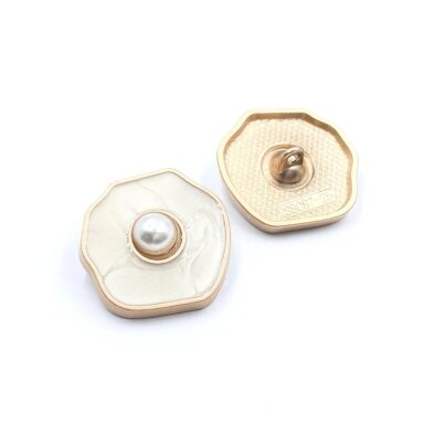 25mm aukso ir kreminės sp. metalinė saga su kilpute, 2vnt.