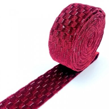 25mm bordo sp. veliūrinė juostelė, 1m
