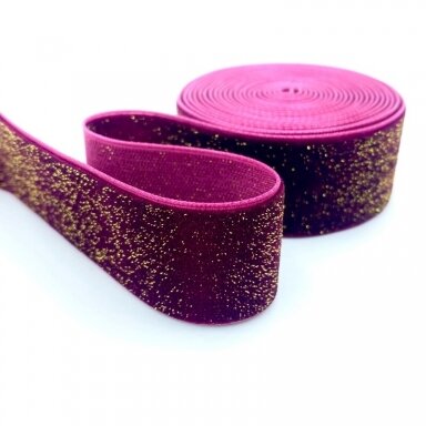 25mm bordo sp. veliūrinė juostelė su blizgučiu, 1m