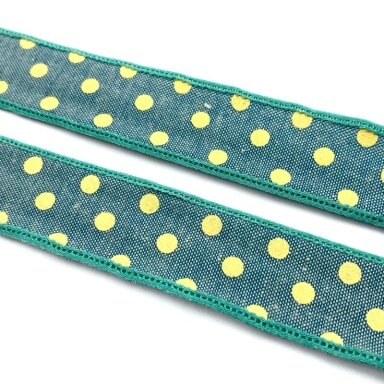 25mm žalsvos sp. medvilninė juostelė su taškiukais, 1m