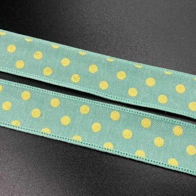 25mm žalsvos sp. medvilninė juostelė su taškiukais, 1m