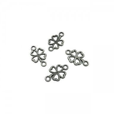 20x13mm juodintos sp. pakabukas dobilas, 27vnt.