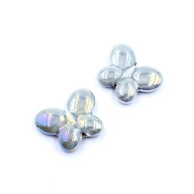 25x31mm pilkos AB sp. keramikinis drugelis, 2vnt. 25x31mm pilkos AB sp. keramikinis drugelis, 2vnt.