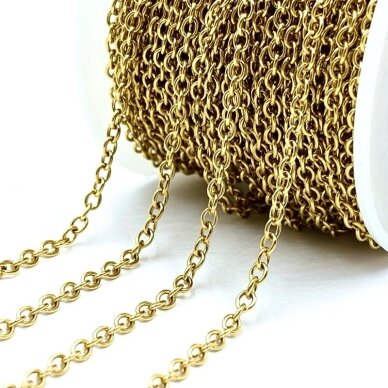 2,5mm 14k aukso sp. nerūdijančio plieno lituota grandinėlė, 1m 2,5mm 14k aukso sp. nerūdijančio plieno lituota grandinėlė, 1m