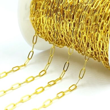 2,5mm 18k aukso sp. nerūdijančio plieno lituota grandinėlė, 1m 2,5mm 18k aukso sp. nerūdijančio plieno lituota grandinėlė, 1m