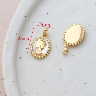 25x14mm 14k aukso sp. nerūdijančio plieno pakabukas su kriaukle, 1vnt. 25x14mm 14k aukso sp. nerūdijančio plieno pakabukas su kriaukle, 1vnt.