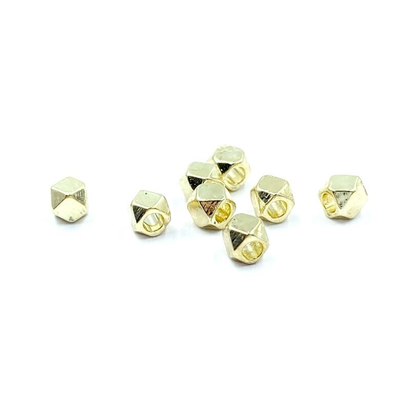2,5mm 14k aukso sp. nerūdijančio plieno intarpas kubas, 8vnt.