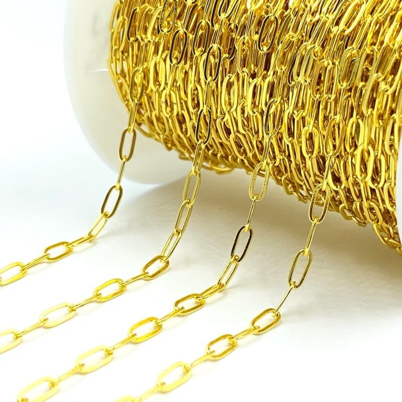 2,5mm 18k aukso sp. nerūdijančio plieno lituota grandinėlė, 1m 2,5mm 18k aukso sp. nerūdijančio plieno lituota grandinėlė, 1m