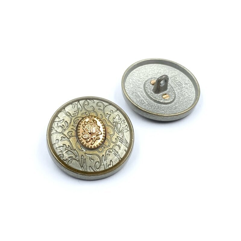 25mm aukso ir žalsvos sp. metalinė saga su kilpute, 1vnt.