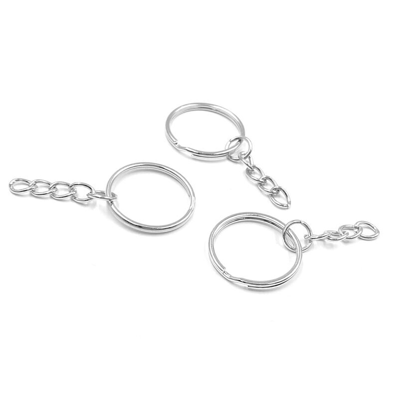 25mm nikelio sp. raktų pakabukų žiedai su grandinėle, 6vnt. 25mm nikelio sp. raktų pakabukų žiedai su grandinėle, 6vnt.