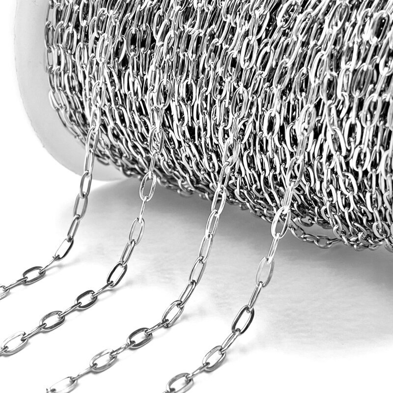 2,5mm platinos sp. nerūdijančio plieno lituota grandinėlė, 1m 2,5mm platinos sp. nerūdijančio plieno lituota grandinėlė, 1m