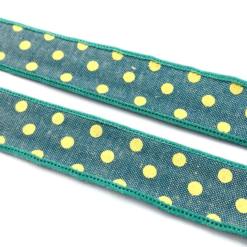 25mm žalsvos sp. medvilninė juostelė su taškiukais, 1m