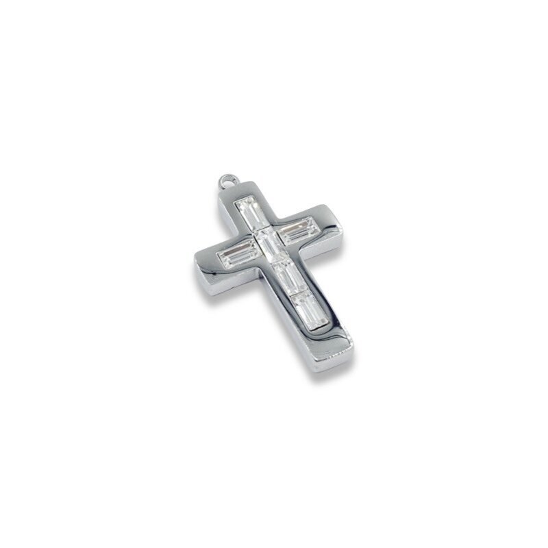 25x16mm platinos sp. nerūdijančio plieno pakabukas kryžius, 1vnt. 25x16mm platinos sp. nerūdijančio plieno pakabukas kryžius, 1vnt.