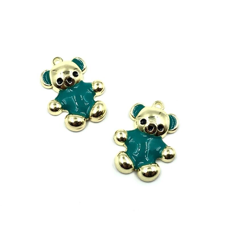 25x19mm aukso ir electric sp. nerūdijančio plieno pakabukas meškiukas, 1vnt.