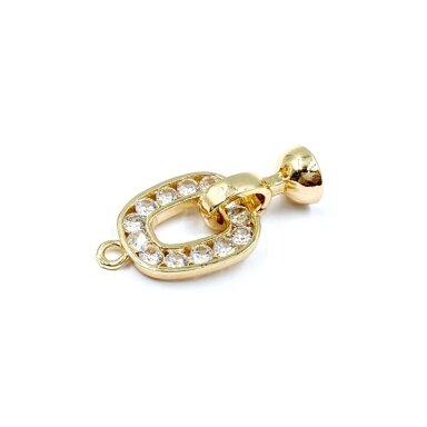 26x13mm 14k aukso sp. nerūdijančio plieno užsegimas su žiedeliu, 1vnt.