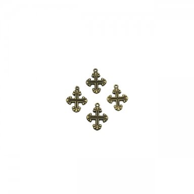 15x12mm žalvario sp. pakabukas kryžius, 16vnt.