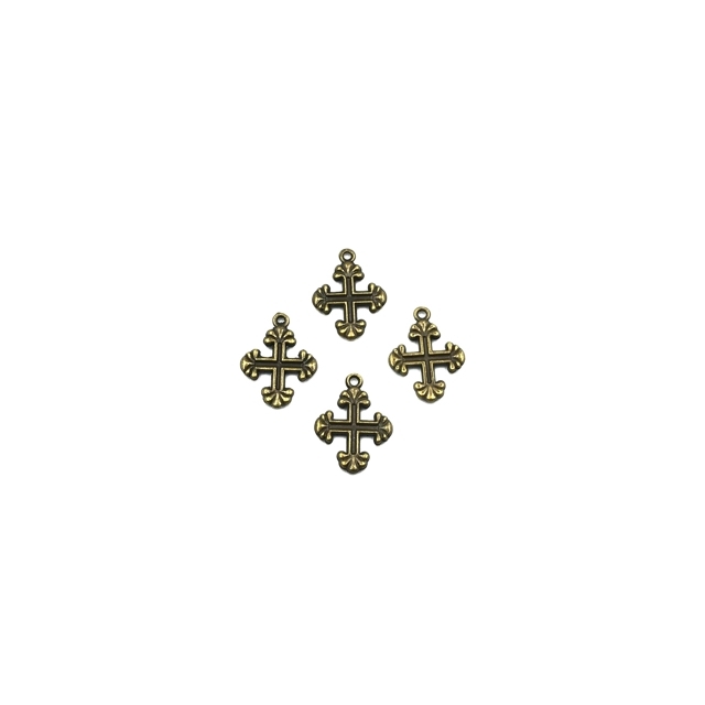 15x12mm žalvario sp. pakabukas kryžius, 16vnt.